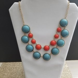 Aqua Blue/Orange Necklace